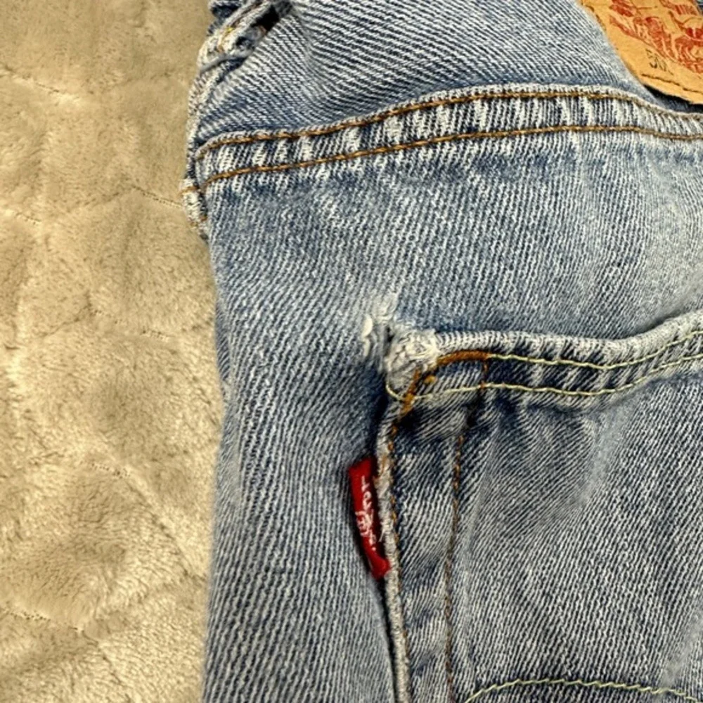 Levis 505 Jeans Men 34x29 Blue Denim Thrashed Destroyed Grunge 90s Made in Mexic